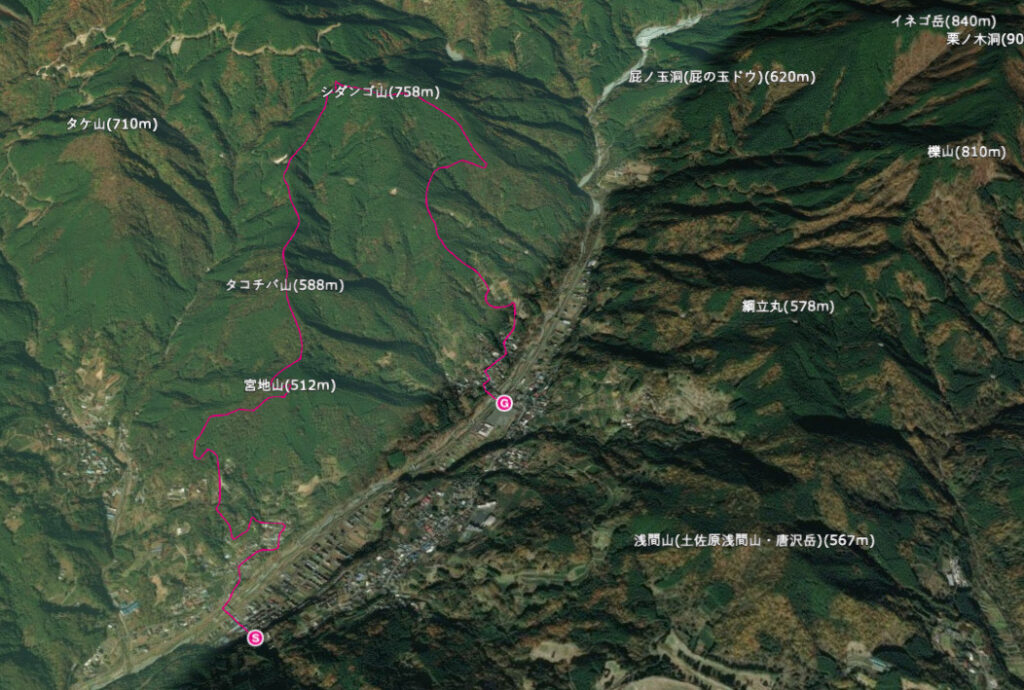 今回のシダンゴ山の山行計画