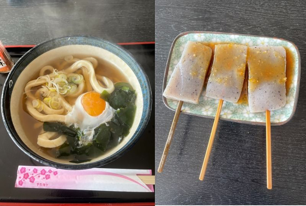 「月見うどん(700円)」と「みそおでん(300円)」